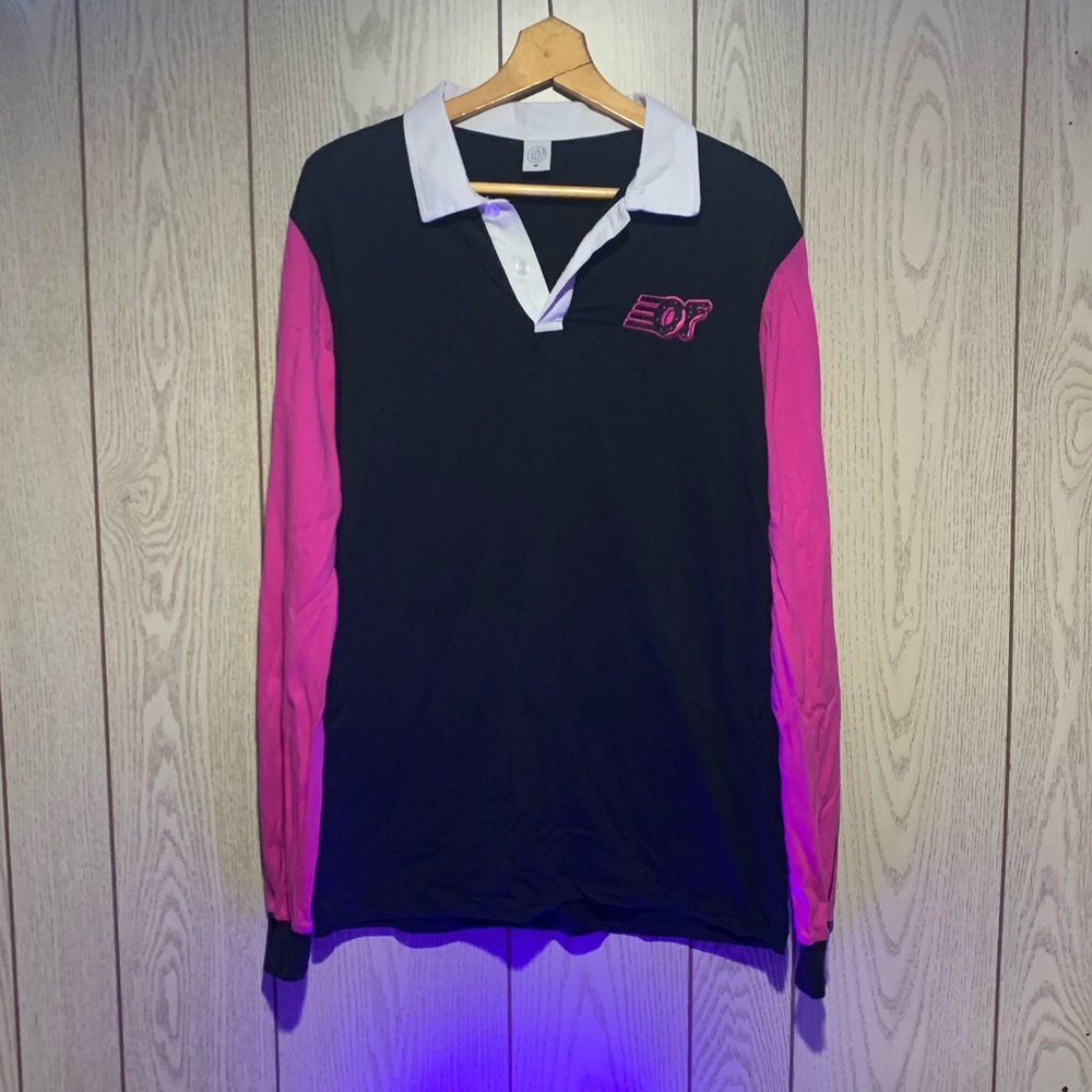 Odd Future Colorblock Purple & Black Long Sleeve Polo Shirt